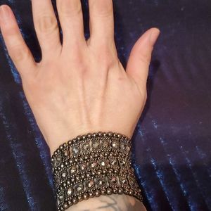 Gunmetal Hematite stretch cuff bracelet